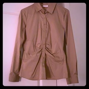 NY & Co Tan Button Down Work Shirt, S